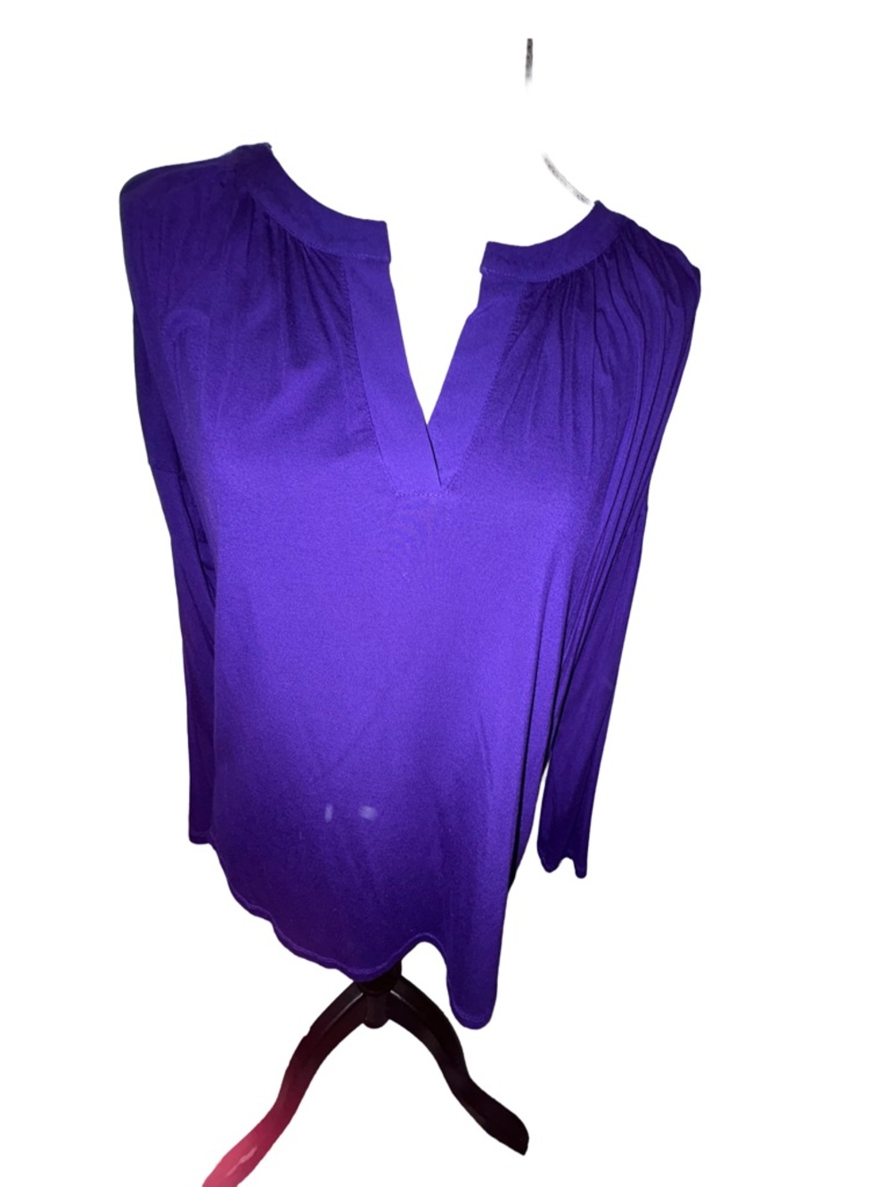 Cable & Gauge Purple Women's Split-Neck 3/4 Sleeve Top